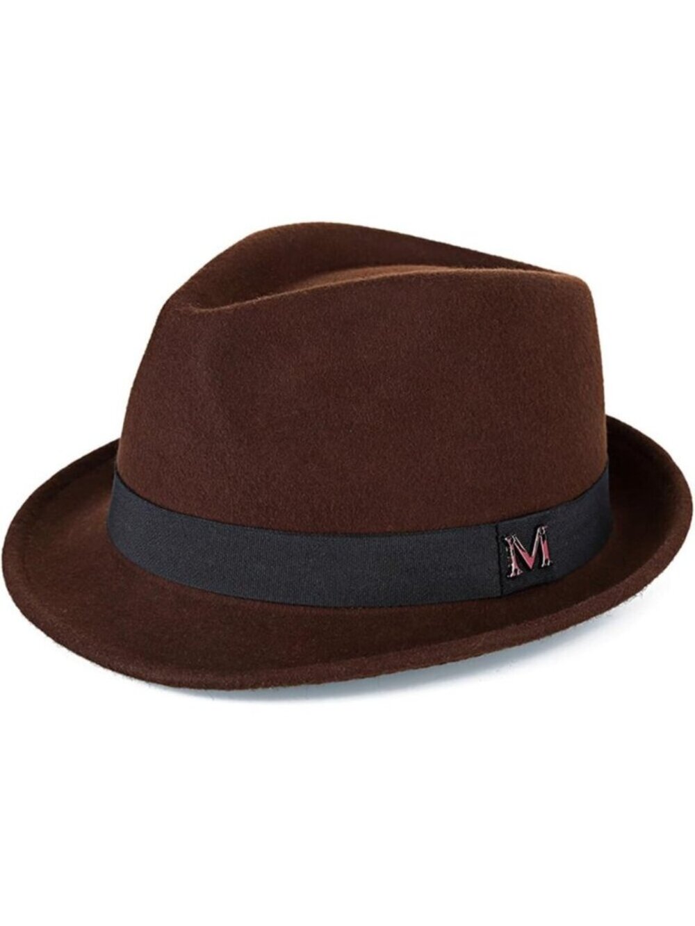 Men's Brown 100% Wool Western With Satin Band Classic Fedora Cowboy Felt Hat